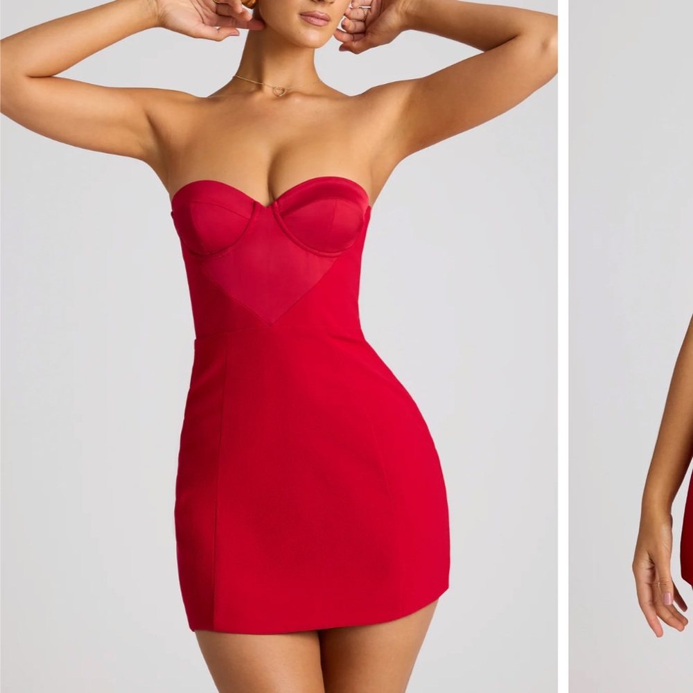 Oh Polly Red Strapless Dress